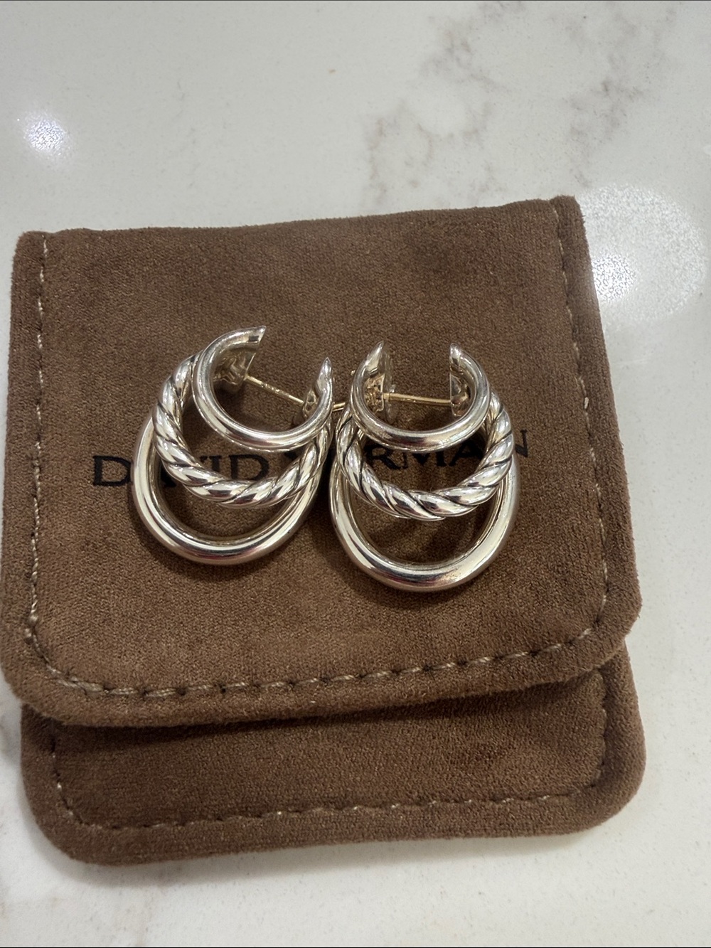 David Yurman Mercer Three Row Hoop Earrings